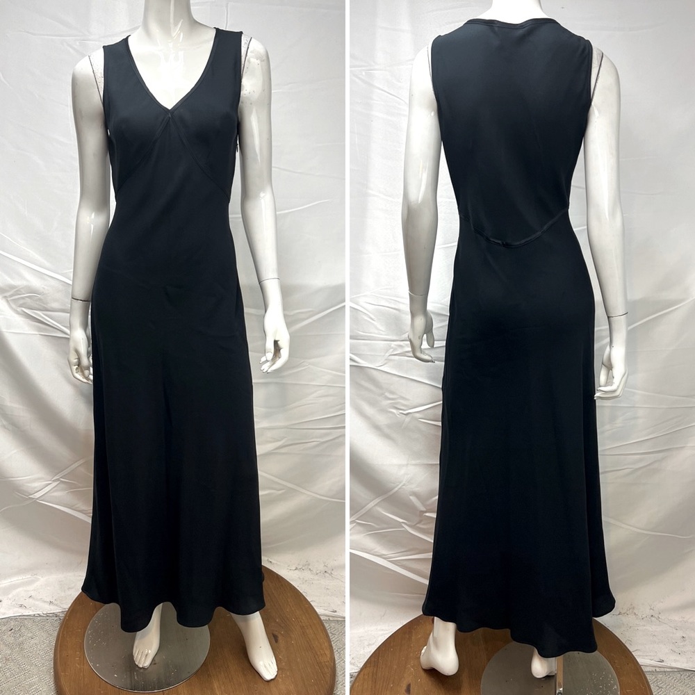 Laura Ashley Women’s USA 8 Black Sleeveless Long Gown Vintage Maxi Slip Dress